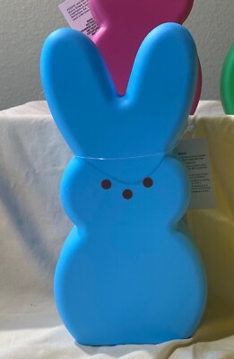 1-Peeps BLUE Blow Mold Easter Bunny 10'' LED Candle Decor NWT Viral on TikTok