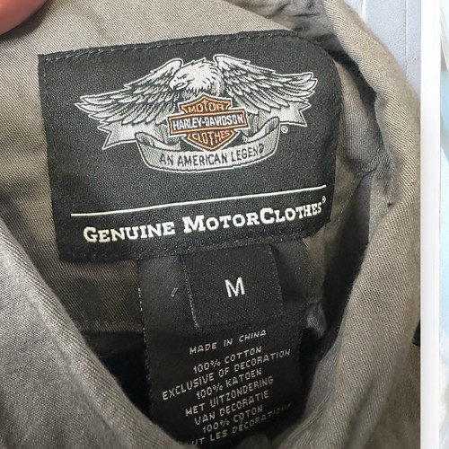 Harley Davidson Mens Size M Medium Grey Button Up Shirt Cotton Genuine - Picture 5 of 5