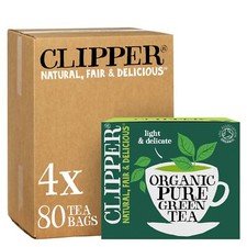 Clipper Pure Green Tea Bags | 320 Teabags (4 x Boxes of 80) |Bulk Buy for Office 0.07 per strip