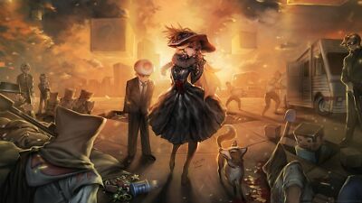 Anime ins creed digital art girls sky dress black Playmat Gaming Mat Desk