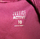 JUSTICE ACTIVE HOODIE SIZE 10 BURGUNDY VELOUR "DANCE" IN GOLD PRINT FRONT-SLEEVE — photo 10