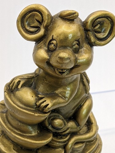 Hindu Token Golden Year of the Mouse Mouska Trinket Paper Weight Souvenir - Picture 3 of 13
