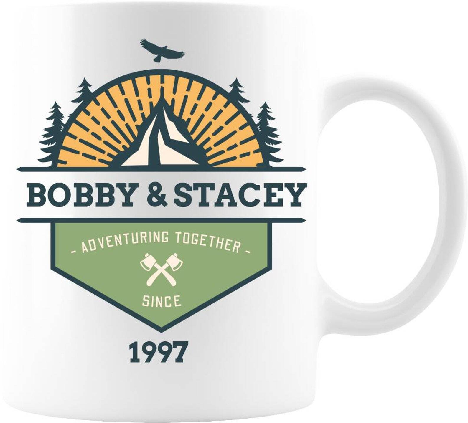 Adventuring Together 11oz White Ceramic Coffee Mug Design 7 Happy Anniversary