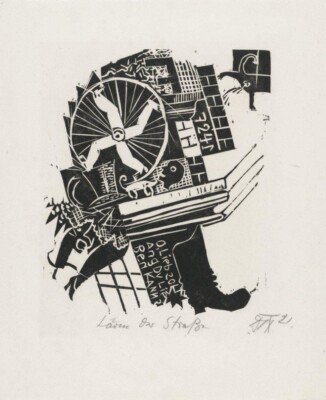 Street Noise by Otto Dix – 1920 Expressionist Woodcut Urban Chaos