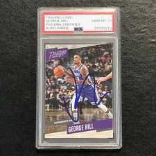 2017-18 Panini Prestige #60 George Hill Signed Card Auto 10 PSA Slabbed Kings
