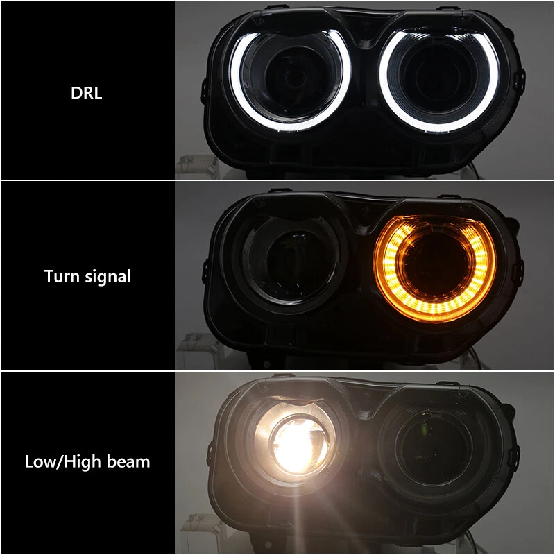 For 2015-2023 Dodge Challenger Halogen Headlights w/LED DRL Projector Left&Right Foto 3 de 4
