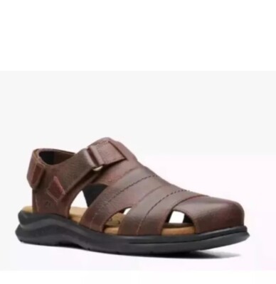 Clarks Hapsford Cove braune gewalkte Ledersandalen für Herren UK Größe 8 G EUR 42