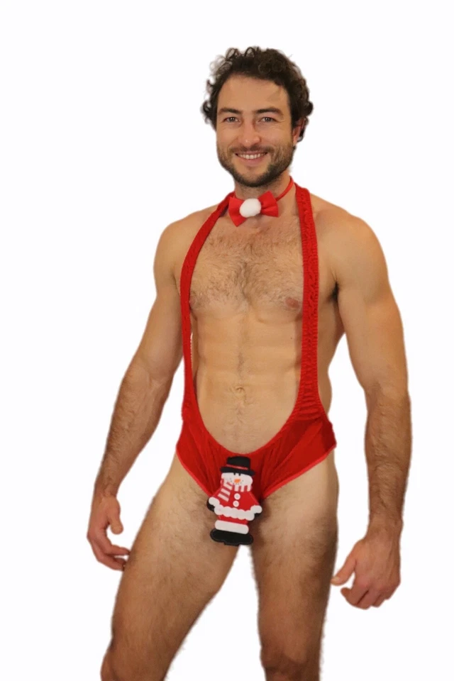 Sexy Christmas Men's Snowman Underwear Mankini Gag Pranks Gift Costume - Image 3 of 4