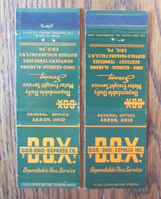 DIXIE-OHIO EXPRESS TRUCK MATCHBOOK COVERS: ALABAMA GEORGIA KY NY OHIO PA TN -B27