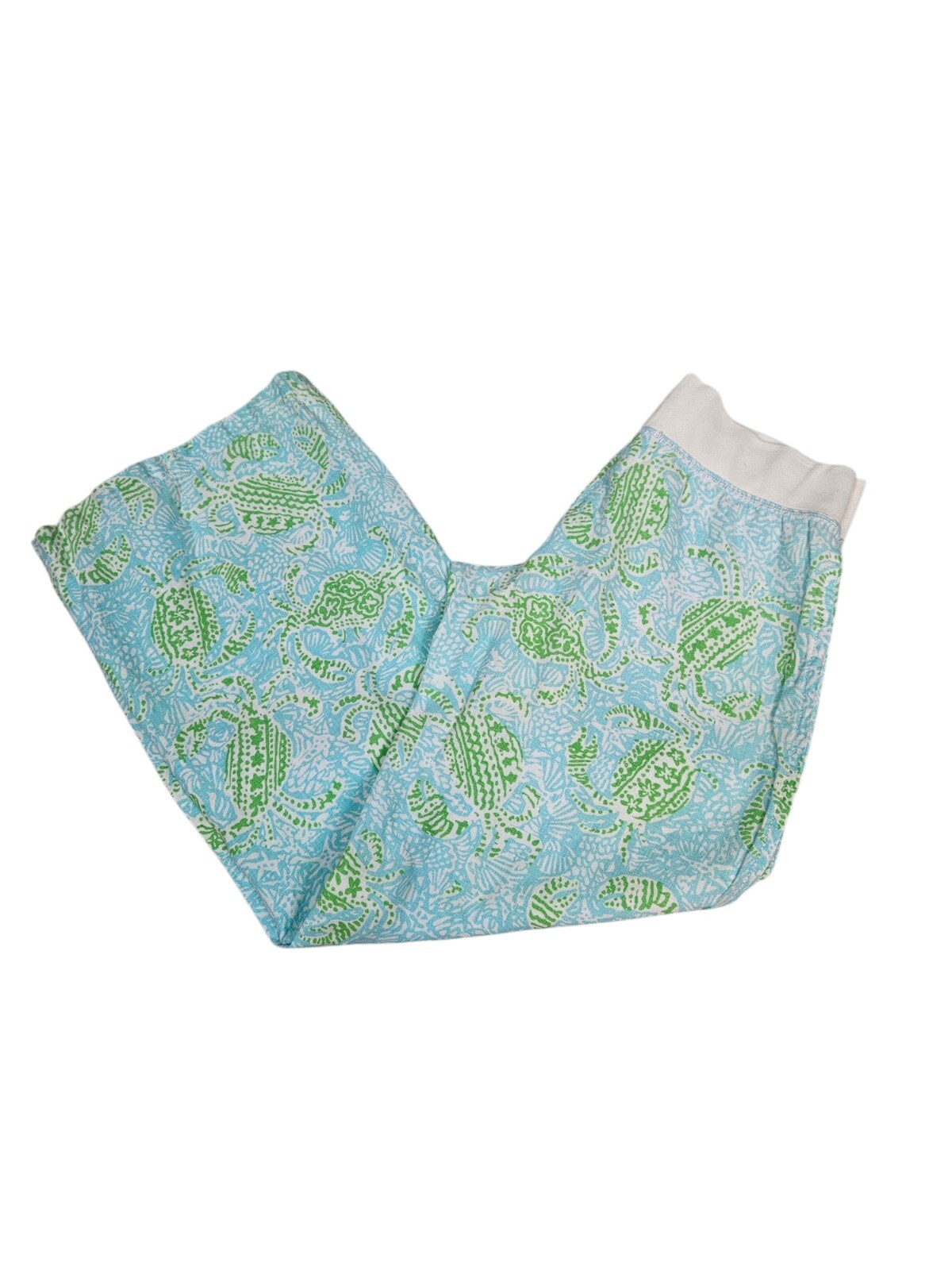 Lilly Pulitzer 100% Linen Palazzo Beach Pant Mosaic Turtle Print Size Medium D18