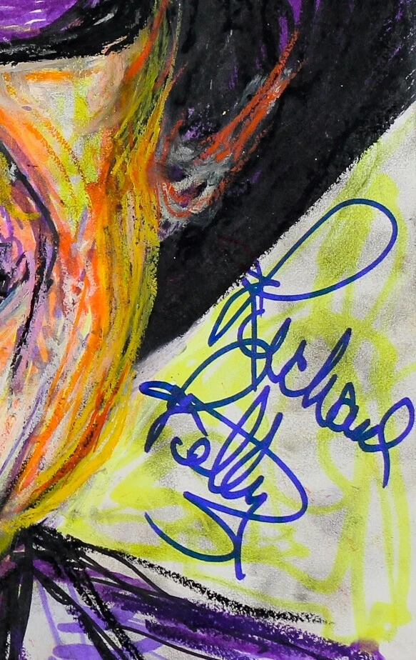 Marcador original firmado por Richard Petty 9x12" y retrato a lápiz NASCAR "El Rey" Foto 2 de 2