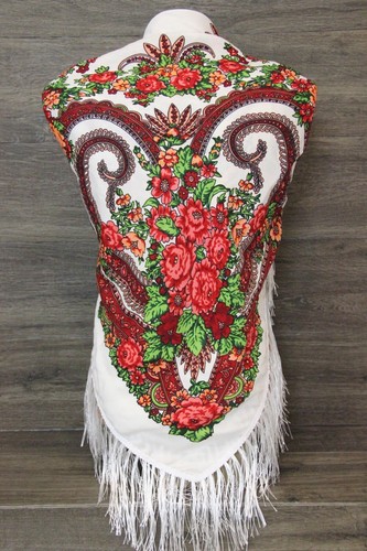 Russian Shawl Scarf Slavic Ethnic Folk Babushka Floral Scarf Modern Chic Boho - Picture 30 of 35