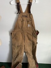 Carhartt R02 BRN Double Knee Duck Bib Quilt Lined Insulated Overalls USA 40 X 32