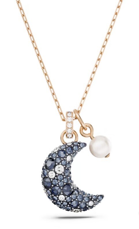 NWOT Swarovski Luna Pendant Moon, Multicolored, Rose gold-tone plated