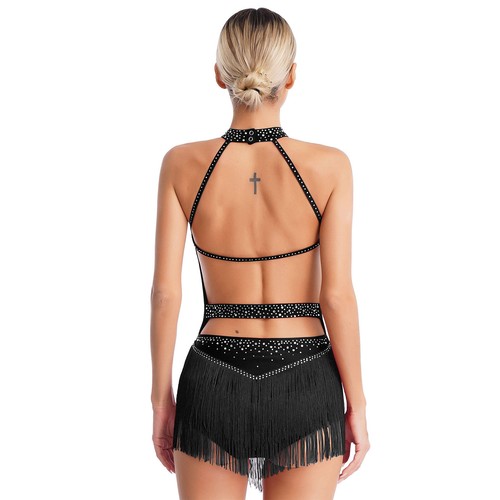 Women's Bodysuit Glitter Dance Leotard Workout Jumpsuit Tango Rompers Backless - Picture 15 of 57
