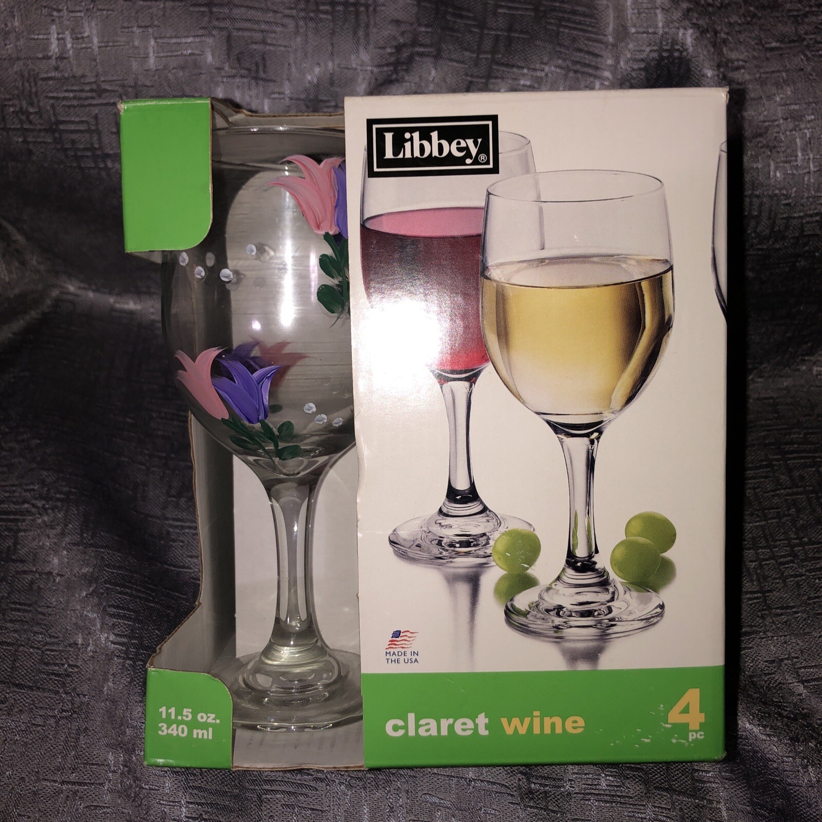 Libbey Claret Set of 4 Clear Wine Glasses Goblets 11.5 Oz 350 Ml for