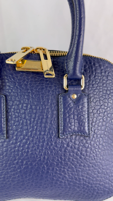 BURBERRY Royal Blue Orchard Bowling Grained Leather Satchel