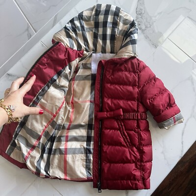 9-12 Months Authentic BURBERRY Baby Girl Jacket Coat Hooded