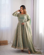 Attractive Mint Green Fandy Silk Salwar Kameez With Dupatta For Wedding