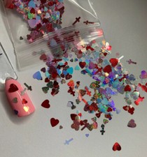 Valentines Hearts, Cross Nail Glitter  1 TSP  Gel Nail Art  Acrylic