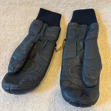 Vtg Grandoe Gloves Blue Leather sz small 50 Wool 50 poly lined Philippines 9633