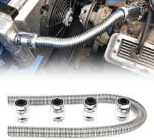 Universal 48" Stainless Steel Radiator Flexible Coolant Water Hose W/Cap Sliver