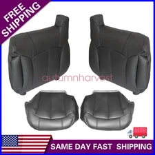Front Bottom & Back Seat Cover Dark Gray For 99-02 Chevy Silverado GMC Sierra