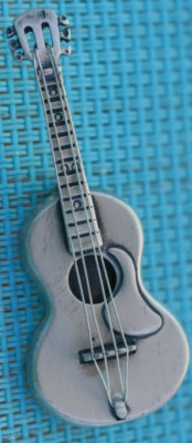 vintage :*Signed Beau Sterling Silver Acoustic String Guitar Pin*: 2 3/4'' Ex Con