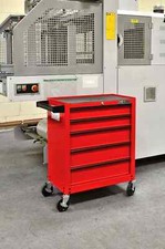 Hilka Tool Chest Trolley Portable Red Metal 5 Drawer Storage Roll Cab Cart Unit