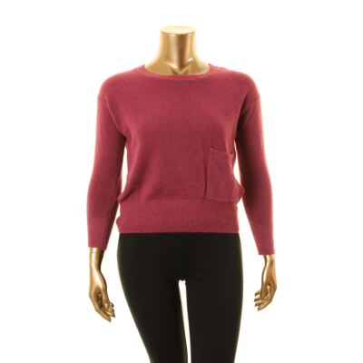 SEE U SOON NEW Women's Angora Blend Single Pocket Crewneck Sweater