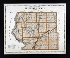 1904 Huebinger Iowa Map Fremont County Riverton Sidney Thurman Tabor Hamburg IA