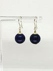 14k Yellow Gold Genuine Lapis Lazuli Drop Dangle Earrings — photo 3