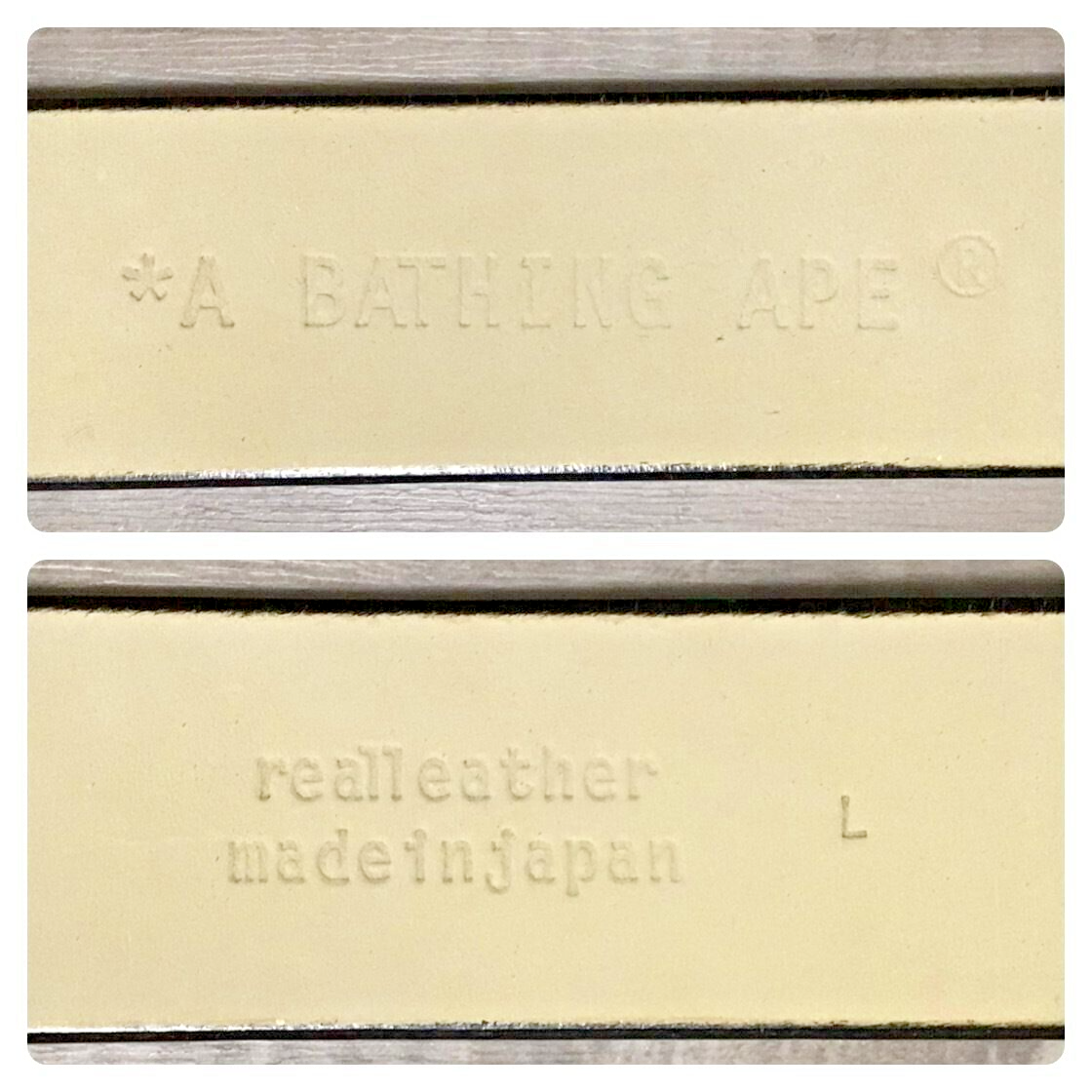 A Bathing Ape マルチカモレザーベルト サイズL シルバー 日本製