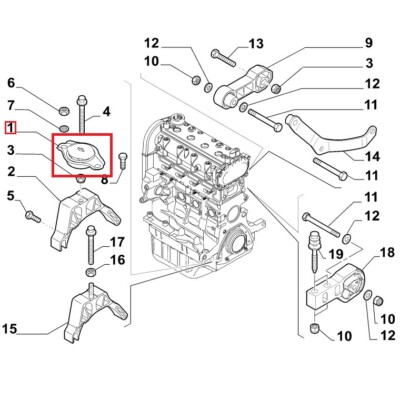 Support Engine Left Fiat Panda Original 51749798 | eBay
