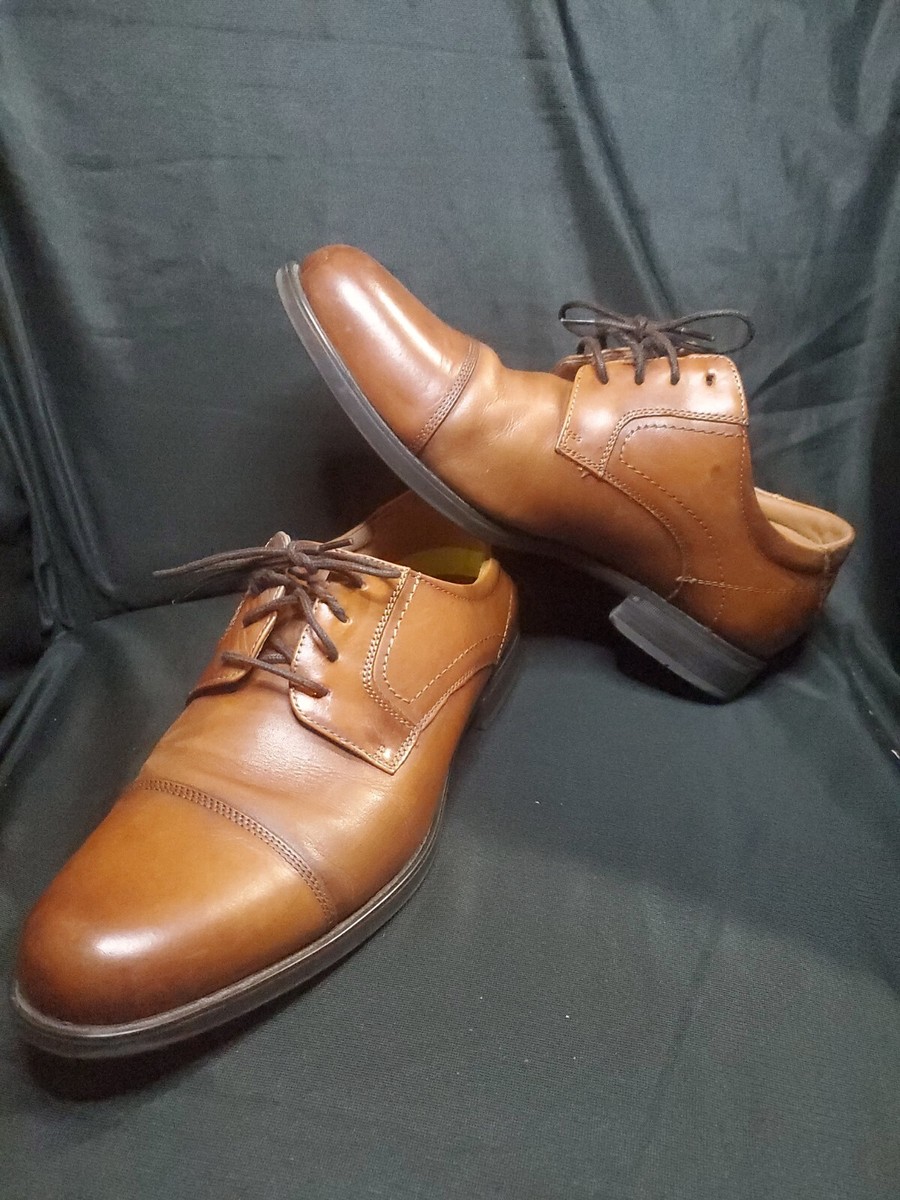 Florsheim Brown Leather Cap Toe Oxford Shoes Mens 9.5D Comfortech Ortholite Florsheim Shoe Co. MIDTOWN CAP TIE COGNAC main image 2