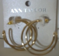 Ann Taylor Women's Large Double Hoop Earrings NWT 39.50 GOLD