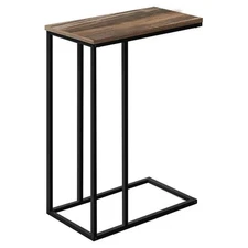 Accent Table C-shaped End Side Snack Living Room Bedroom Metal Brown