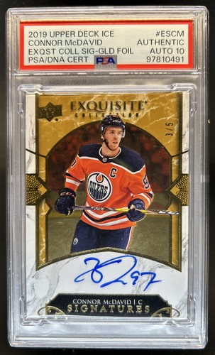 2019-20 Upper Deck Ice Connor McDavid Exquisite Gold Auto #/5 PSA Authentic 10