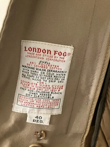 Vintage London Fog Maincoat Trench Coat Beige Men’s 40R Zip Lining image 8