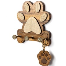 MTERSE Wooden Dog Leash Holder for Wall   Dog Leash Holder, Key Rack, and Coa...