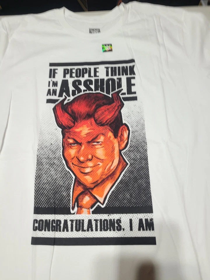 Camisa Para Hombres WWE Vince McMahon Devil Wrestlemania Doble Cara Talla XXL 2XL NUEVA CON ETIQUETAS Foto 3 de 4