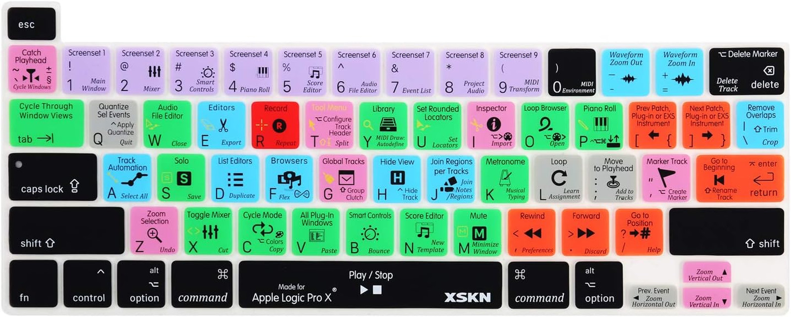 Logic Pro X English QWERTY Layout Silicone Shortcuts Keyboar