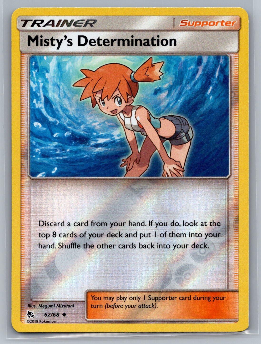 Reverse Holo Misty's Determination 62/68 Uncommon Hidden Fates Pokemon NM