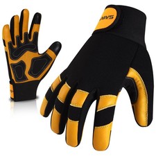 Gants de Travail de Jardinage en Cuir Résistant aux Épines XL Jaune