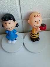 Vintage Charlie Brown and Lucy Vinyl Squeaky Toy Figures - Adorable