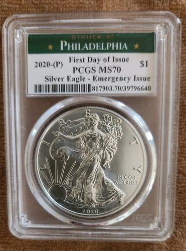 2020 P SILVER EAGLE Emercency Production PCGS MS70 FDOI