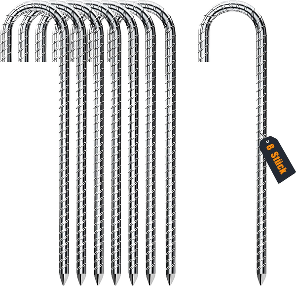 8 StüCk 30CM J-Typ Bodenanker, Verzinkter Stahl Bodenanker Trampolin, Zelthering-image