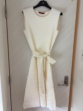 CAROLINA HERRERA Knit Dress New Ivory Sleeveless with Waist Ribbon XS Unused