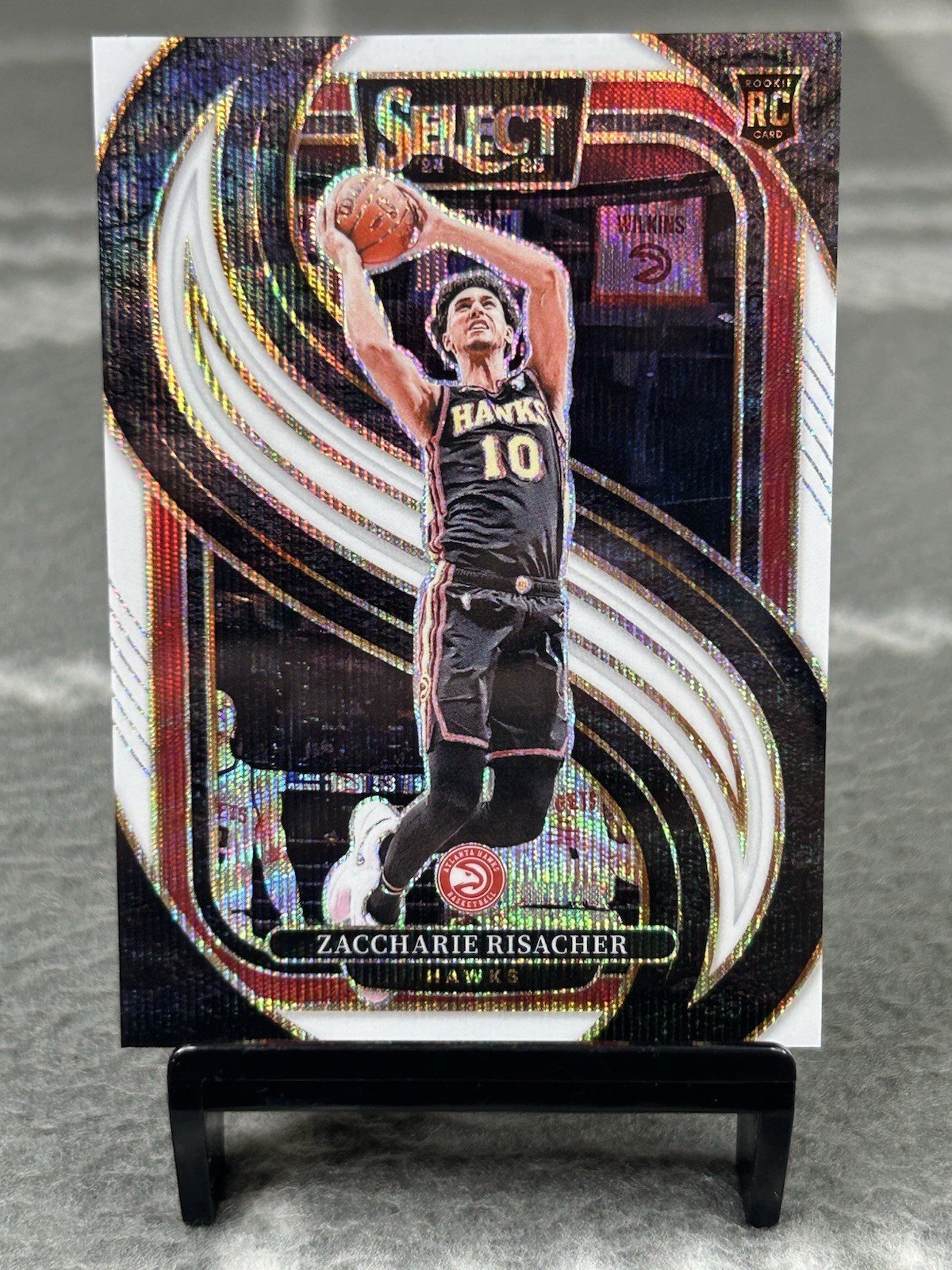 2024-25 Panini Select Zaccharie Risacher White Wave Prizm /99 (RC) #86 Hawks