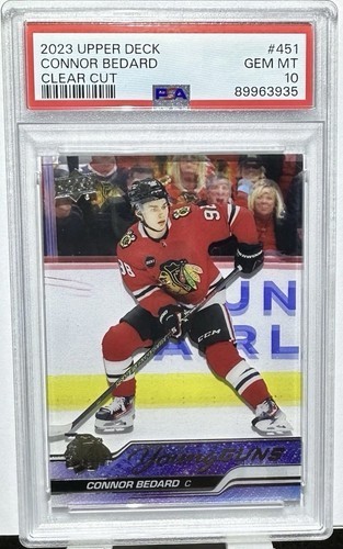 PSA 10 2023-24 Upper Deck Series 2 Connor Bedard Young Guns CLEAR CUT #451 RC